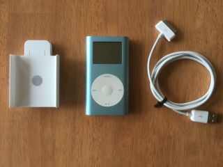 Vintage Apple Ipod Mini A1051 1st Gen Blue 4 Gb Bundle W/ Clip