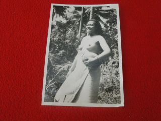Vintage Period Ww2 Southeast Asia Semi - Nude Native Girl Photo