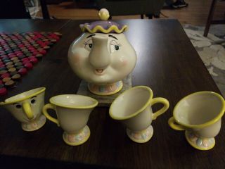 Vintage Disney Store Beauty And The Beast Tea Set Toy China Mrs.  Potts Chip