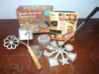 Vintage Nordic Ware Double Rosette & Timbale Irons 4 Mold Box Extra 8 Piece Mold