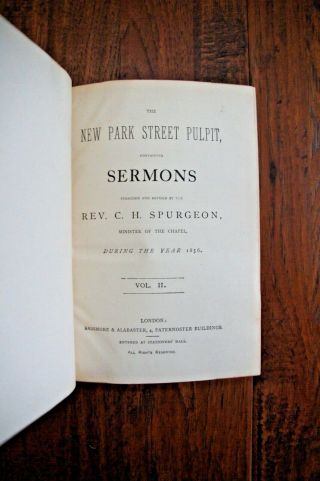 1856 C H SPURGEON The Park Street Pulpit - Fine Half Leather 4