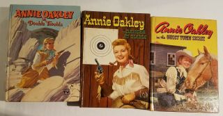 3 Vintage Annie Oakley Whitman Books,  1950s,  Gc To Vgc