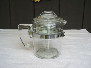 Vintage Pyrex Flameware Percolator Coffee Pot 4 Cup 7824 - B