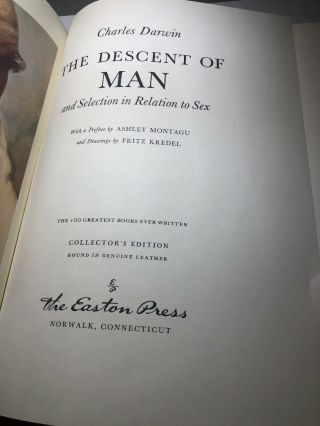 The Descent of Man by Charles Darwin Easton Press 100 Greatest Books 3