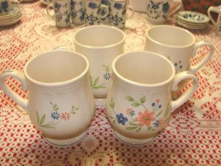 Sears Ironstone Country French Footed Coffee Mugs Vintage 1970 