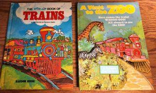 A Visit To The Zoo & Pop Up Book Of Trains " Hallmark " 1976