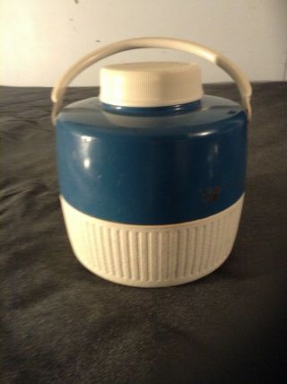 Vintage COLEMAN BLUE 1978 1 Gallon Water COOLER Jug With Cup & Top Pour Spout 2