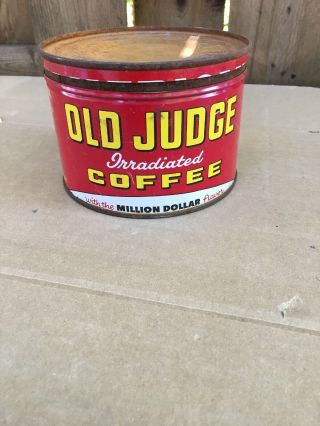 Vintage Old Judge Irradiated Coffee Tin Million Dollar Flavor
