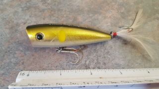 Vintage Yellow Magic Magnum Topwater Popper Fishing Lure Good