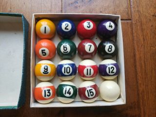 Vintage Mini Billiard Pool Balls Complete Set.