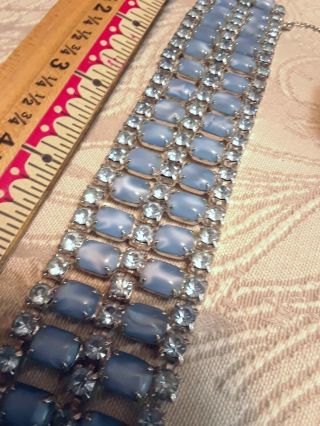Vintage.  Elegant Bracelet W/ Iridescent Blue Stones Clear Brilliant Rhinestones