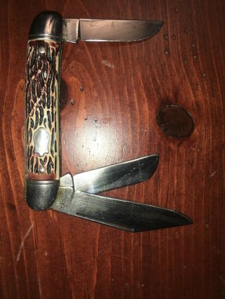 Vintage Colonial Prov Usa 3 Blade Stockman Knife Old Pocket Knive