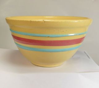 Vintage Watt Pottery 5 Ceramic Small Bowl Pink & Turquoise Blue Striped