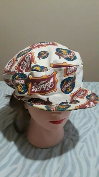 Vintage 1970s Schlitz Beer Cap Hat Soft Cloth Print All Over