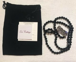 La Vintage Black Crystal Necklace With Rhinestone Clasp