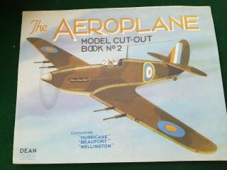 Vintage The Aeroplane Model Cut Out Book No.  2 Dean Hurricane Beaufort Wellington