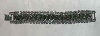 Large Vintage 1950’s Gray And Aurora Borealis Rhinestone Bracelet