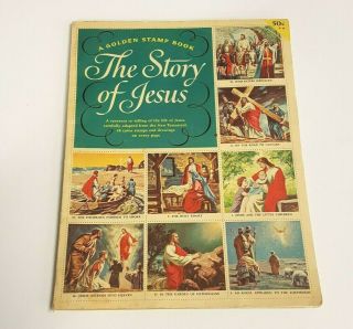 Vintage Golden Stamp Book The Story Of Jesus Testament Color Stamps Drawing