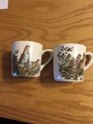 2 Vintage Johnson Brothers Game Birds Coffee Mugs Made In England
