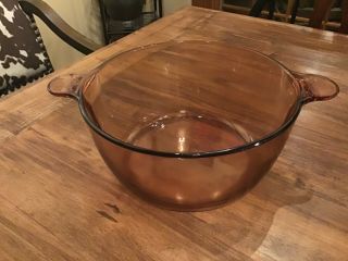 Vintage Large 4.  5 L Liter Corning Ware Visions Glass Dutch Oven Brown Amber