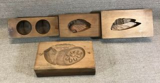Vintage Set 4 Chinese Hand Crafted Mooncake Butter Molds