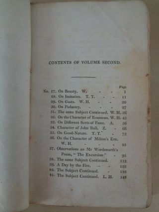 1817 FIRST EDITION Hazlitt 2 Vols ROUND TABLE Essays Men Manners Philosopher 6