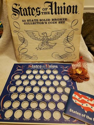 Vintage 1969 " States Of The Union " Solid Bronze Coin Set Issued By Shell Oil