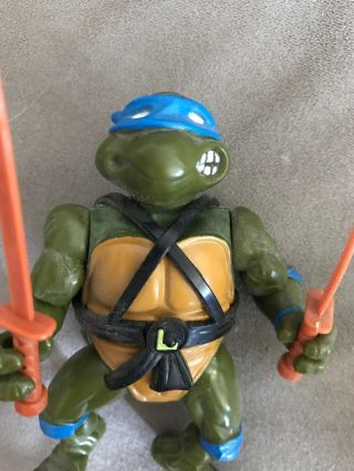 Vintage 1988 TMNT Leonardo Action Figure Playmates Teenage Mutant Ninja Turtles 2