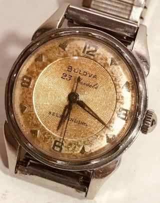 Vintage Bulova Men’s Wristwatch 23 Jewels Self Winding Stainless Steel Case Runs
