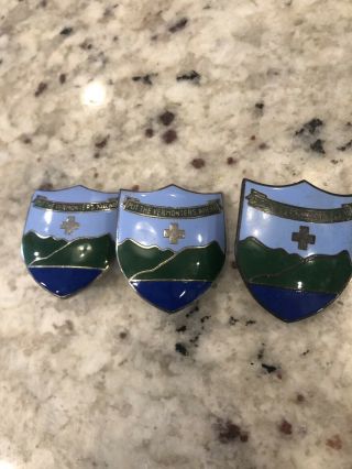 Vintage Us Army Put The Vermonters Ahead Lapel Pins - Set Of 3