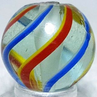 11/16 " - Loosely Caged White Solid Core Handmade Vintage Marbles