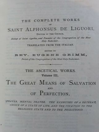 The Great Means Of Salvation And Of Perfection Alphonsus Liguori Grimm Hardcover 2