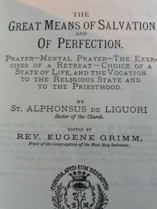 The Great Means Of Salvation And Of Perfection Alphonsus Liguori Grimm Hardcover 3