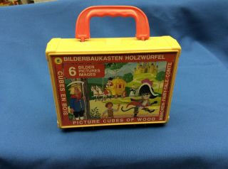 Picture Cubes Wooden Bilderbaukasten Holzwurfel Vintage Toy Puzzle