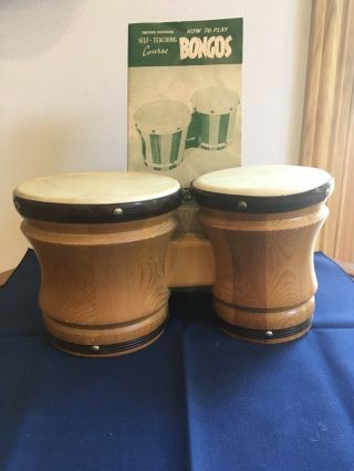 Vintage Lap Bongo Drum Set With Self - Teaching Booklet Wm.  J.  Smith Music Co.  Inc