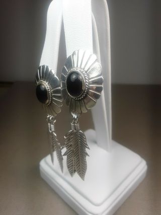 Vintage Sterling Silver and Black Onyx Estate Jewelry Southwestern Feather. 5
