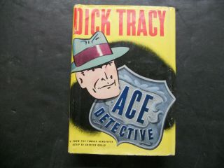 Vintage Hc/dj 1943 Dick Tracy Ace Detective Book By Chester Gould (war Bond Ads)