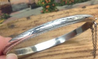 Vintage Sterling Silver Hinged Bangle/cuff Bracelet 6.  7g.  (e33)