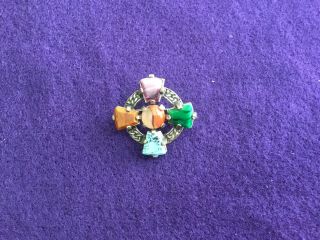 Vintage Signed Miracle Scottish/celtic Agate Silver Plaid Cross Brooch Pin