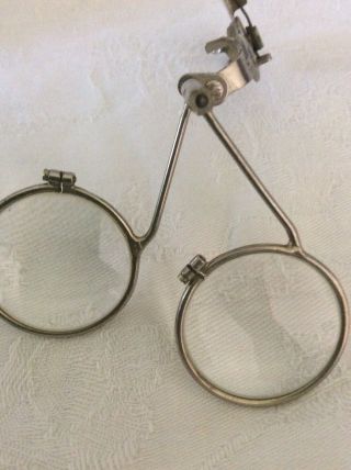 Vintage Behr Model 55 Watchmaker Double Loupe Magnifier.  Clips on glasses 4