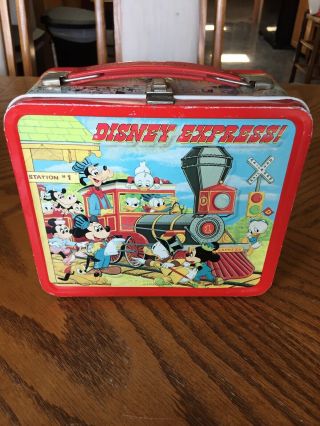Disney Express Train Metal Lunch Box - Mickey Mouse - Donald Duck - Vintage 1979
