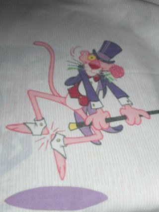 Vintage Twin Size The Pink Panther Flat Bed Sheet Fabric 2