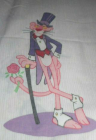 Vintage Twin Size The Pink Panther Flat Bed Sheet Fabric 4