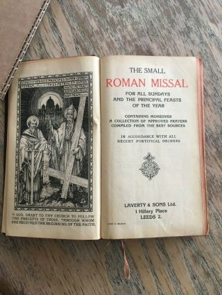 The Small Roman Missal 1936 For All Sundays And Principal Feasts English