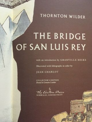 Easton Press Thorton Wilder’s The Bridge Of San Luis Rey 3