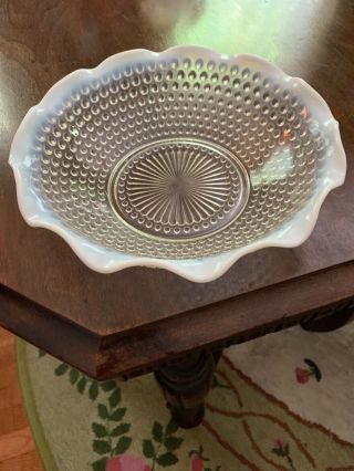 Vintage Fenton Moonstone Opalescent Hobnail Glass Bowl 9/1/2”