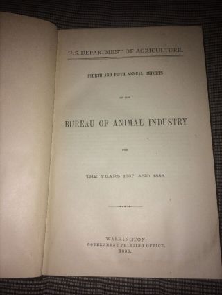 Us Department Of Agriculture Bureau Of Animal Study 1887 And 1888 3