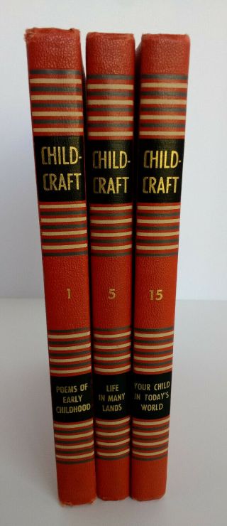 Vintage 1954 Child Craft Books 1,  5,  15 Hard Cover