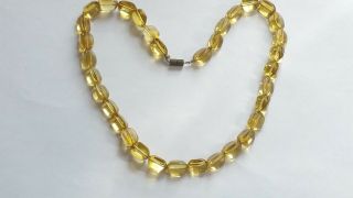 Czech Vintage Art Deco Three Sided Glass Bead Necklace