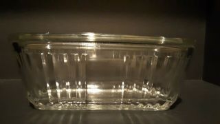 1932 Anchor Hocking Vintage Design Refrigerator Glass Dish W/ Lid In G.  C.  U